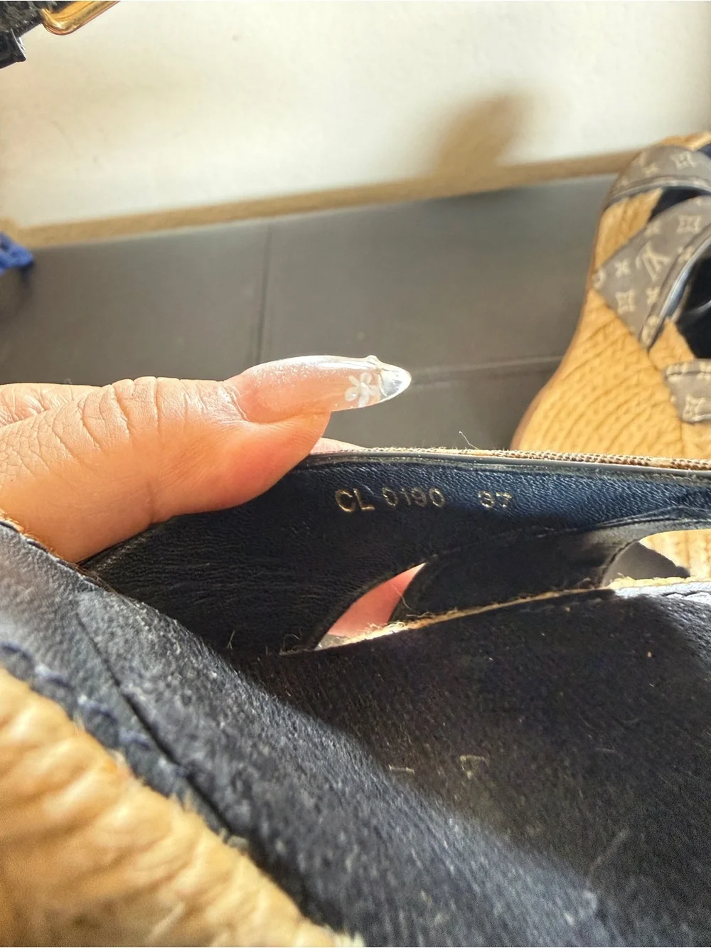 Louis Vuitton denim Monogram Espadrille Wedge Sandals